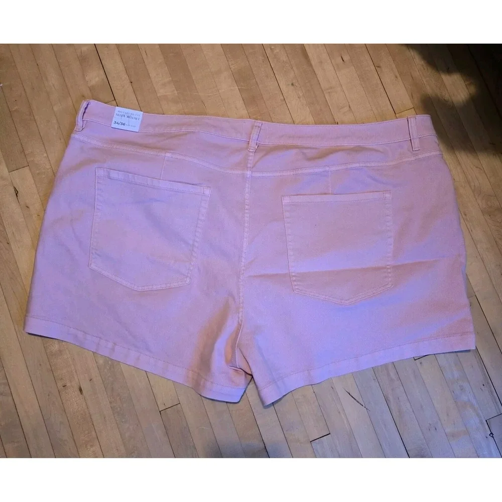 Lane Bryant NWT Women Signature Fit Plus Pink Denim Shorts Sz 34-36 recycled $70